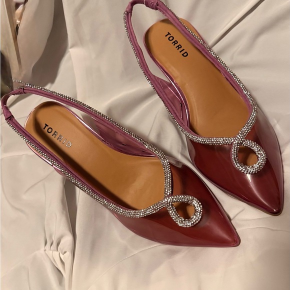 Torrid Burgundy Slingback Heels with Rhinestone Detail (10 wide) - Picture 3 of 9